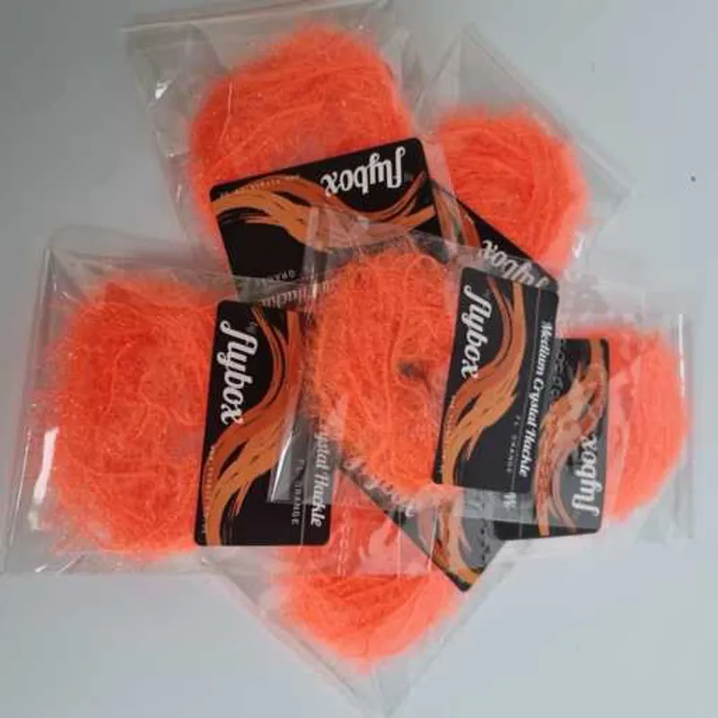 Flybox Medium Crystal Hackle in Fl.Orange-2